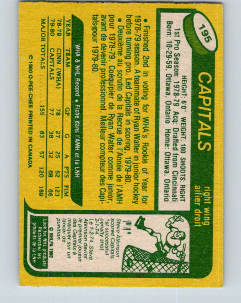 1980-81 O-Pee-Chee #195 Mike Gartner RC Rookie Washington Capitals V11449