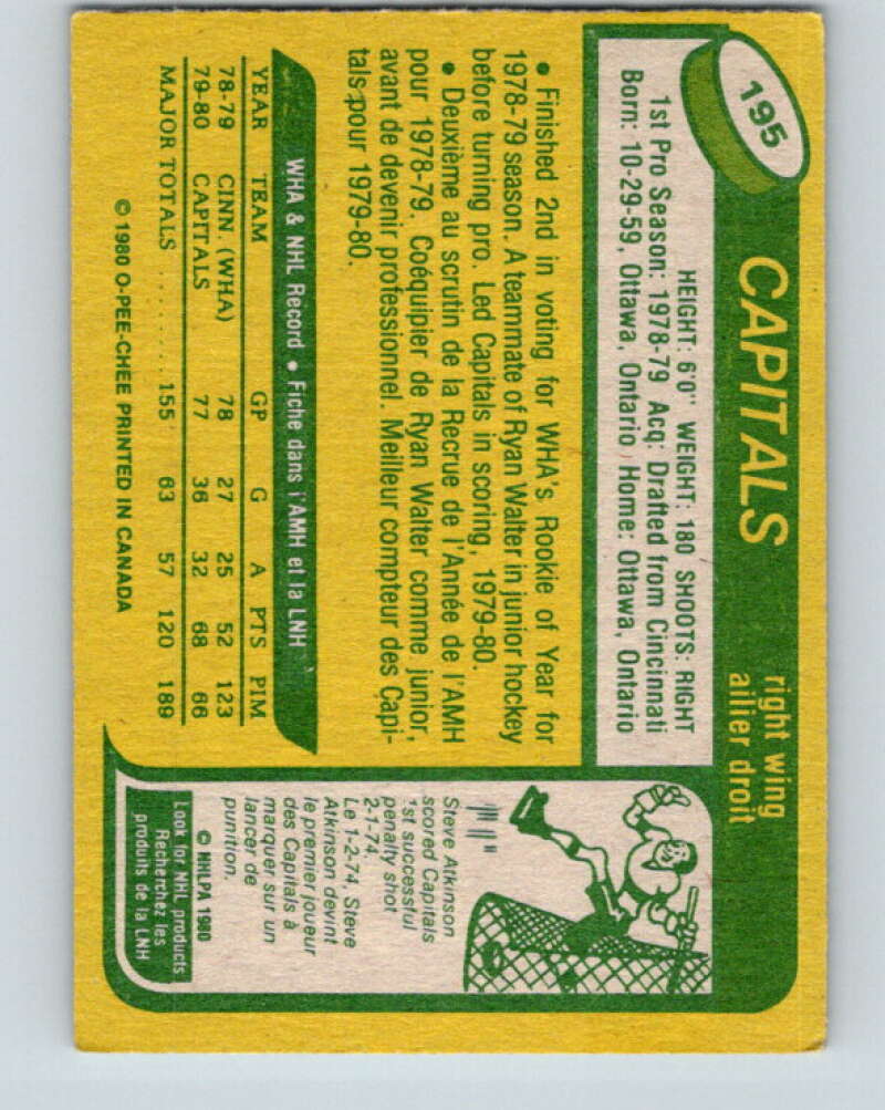1980-81 O-Pee-Chee #195 Mike Gartner RC Rookie Washington Capitals V11451