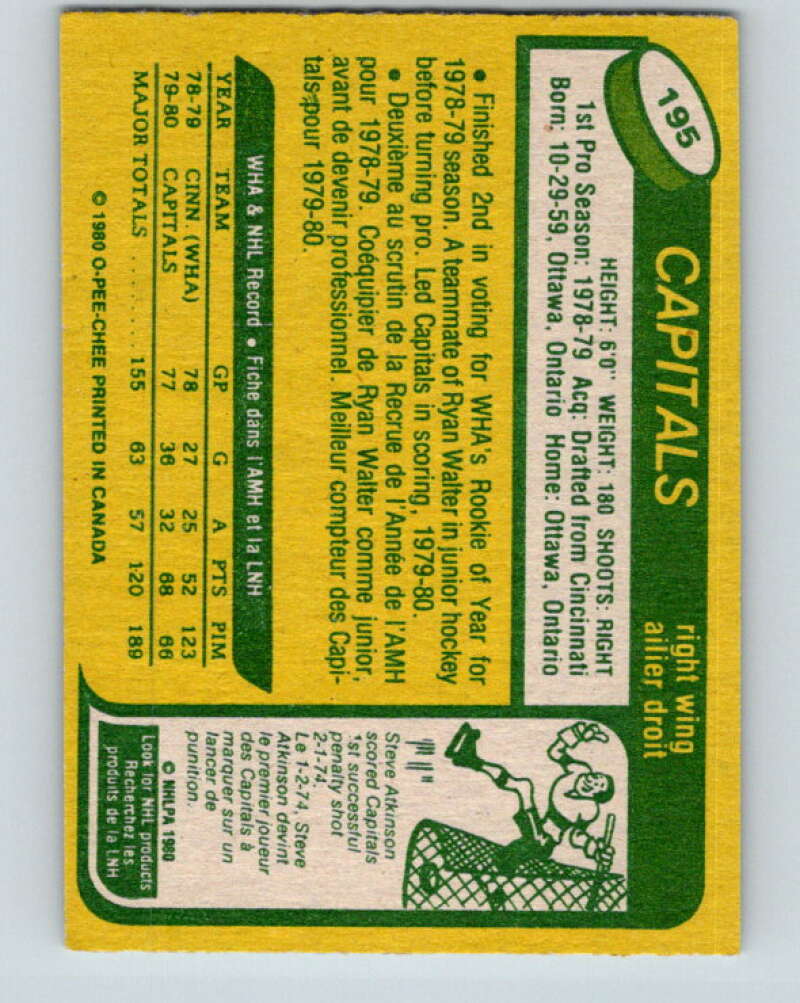 1980-81 O-Pee-Chee #195 Mike Gartner RC Rookie Washington Capitals V11454