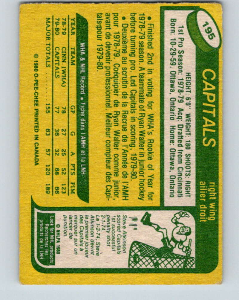1980-81 O-Pee-Chee #195 Mike Gartner RC Rookie Washington Capitals V11455