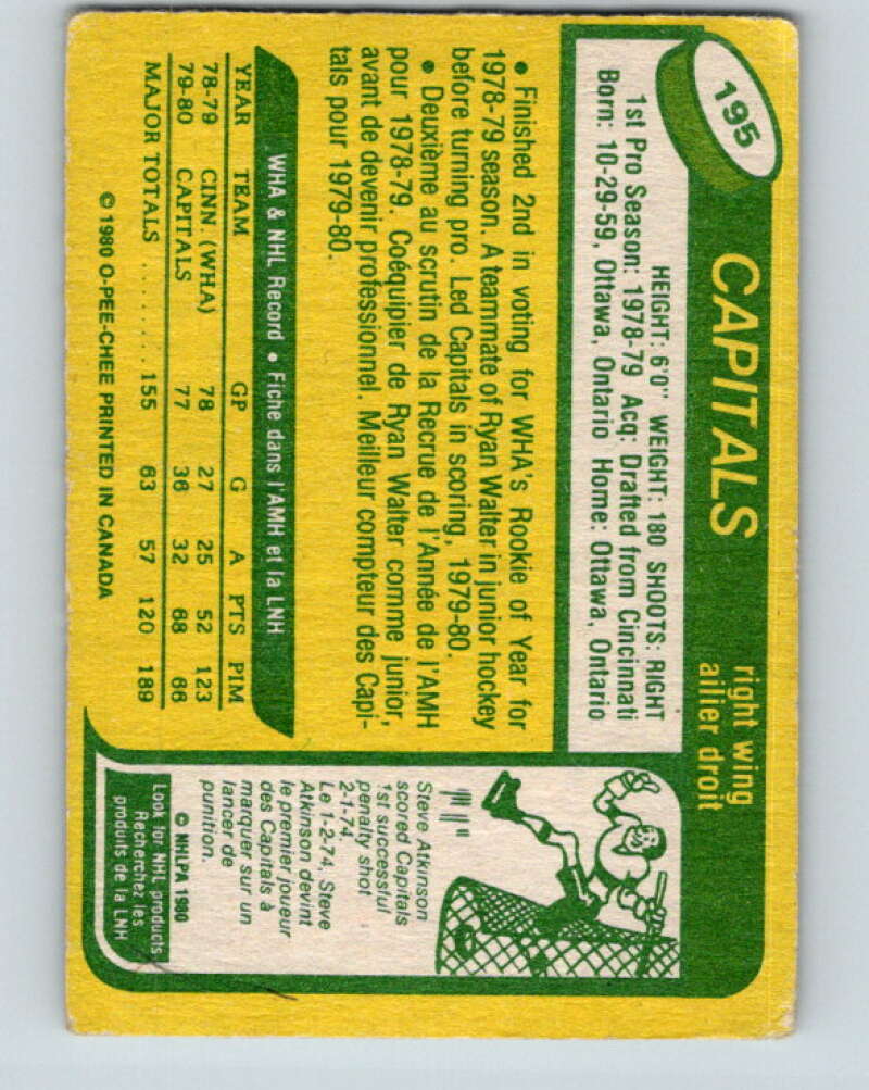 1980-81 O-Pee-Chee #195 Mike Gartner RC Rookie Washington Capitals V11457