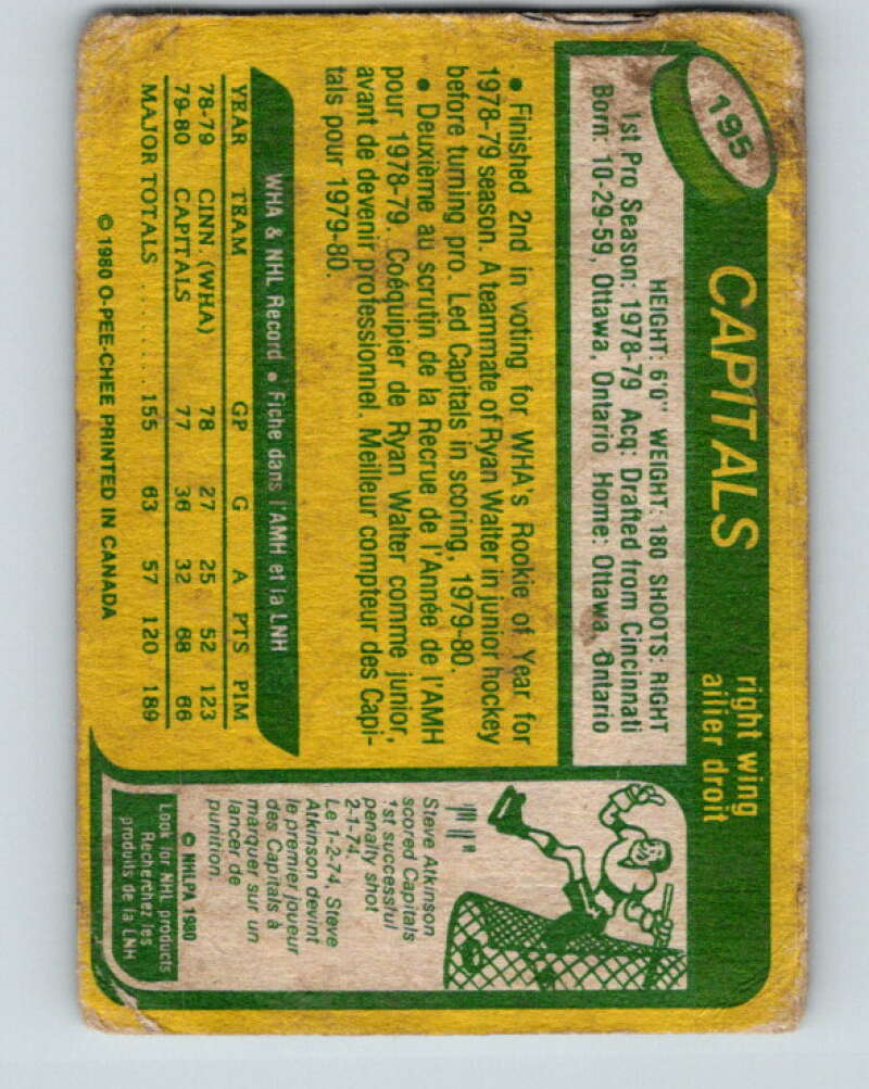 1980-81 O-Pee-Chee #195 Mike Gartner RC Rookie Washington Capitals V11459