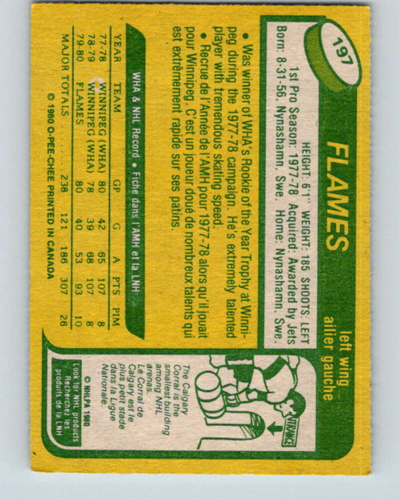 1980-81 O-Pee-Chee #197 Kent Nilsson RC Rookie Calgary Flames V11463