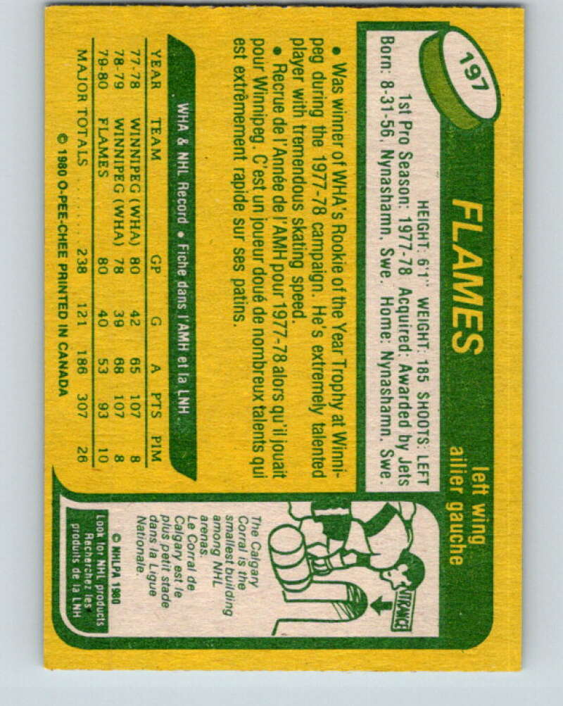 1980-81 O-Pee-Chee #197 Kent Nilsson RC Rookie Calgary Flames V11464