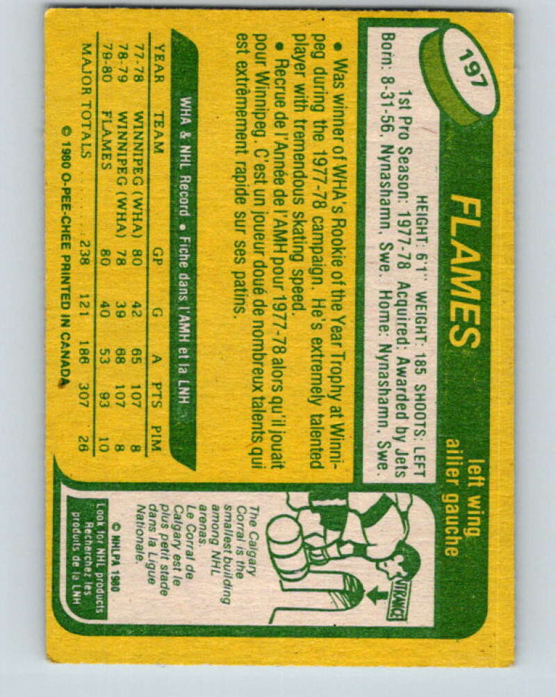 1980-81 O-Pee-Chee #197 Kent Nilsson RC Rookie Calgary Flames V11466