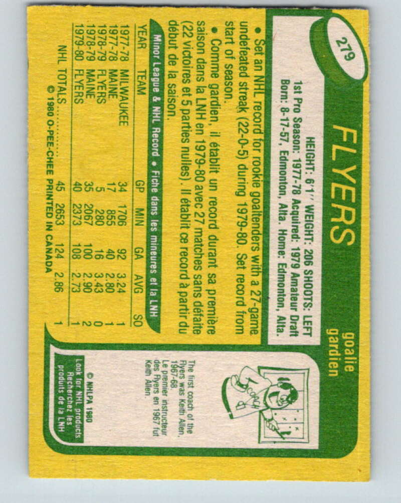 1980-81 O-Pee-Chee #279 Pete Peeters RC Rookie Philadelphia Flyers V11502