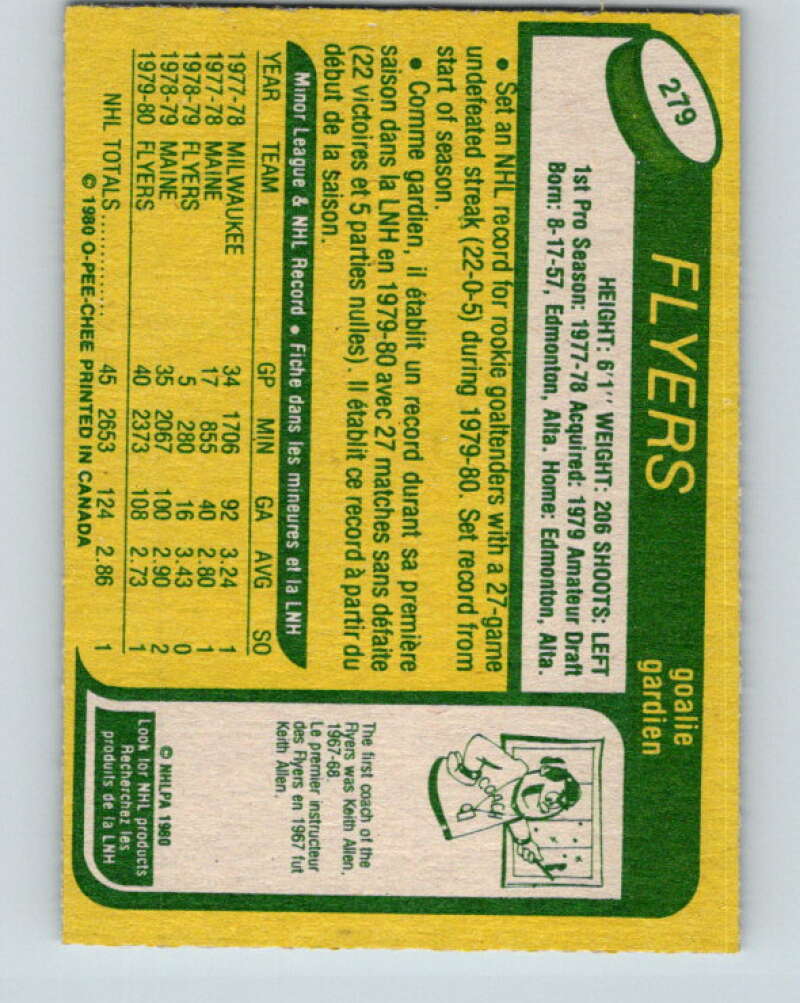 1980-81 O-Pee-Chee #279 Pete Peeters RC Rookie Philadelphia Flyers V11503