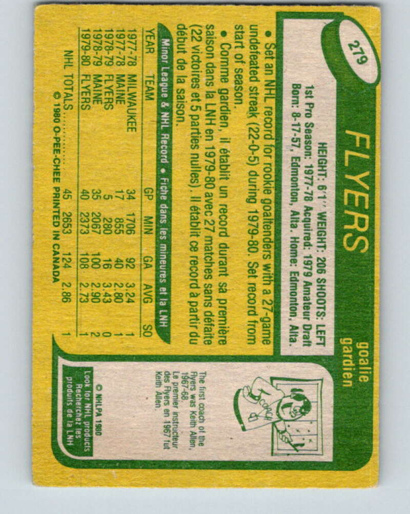 1980-81 O-Pee-Chee #279 Pete Peeters RC Rookie Philadelphia Flyers V11506