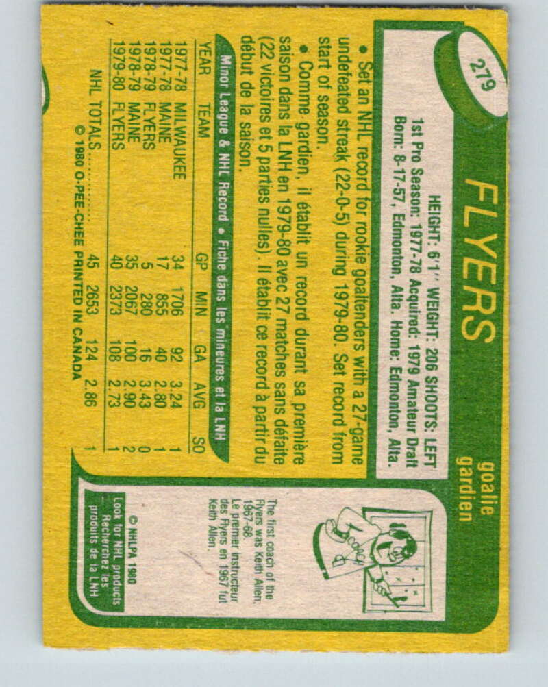 1980-81 O-Pee-Chee #279 Pete Peeters RC Rookie Philadelphia Flyers V11508