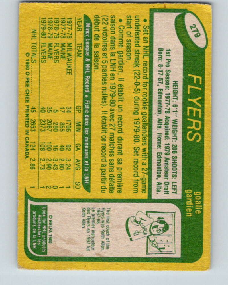 1980-81 O-Pee-Chee #279 Pete Peeters RC Rookie Philadelphia Flyers V11510