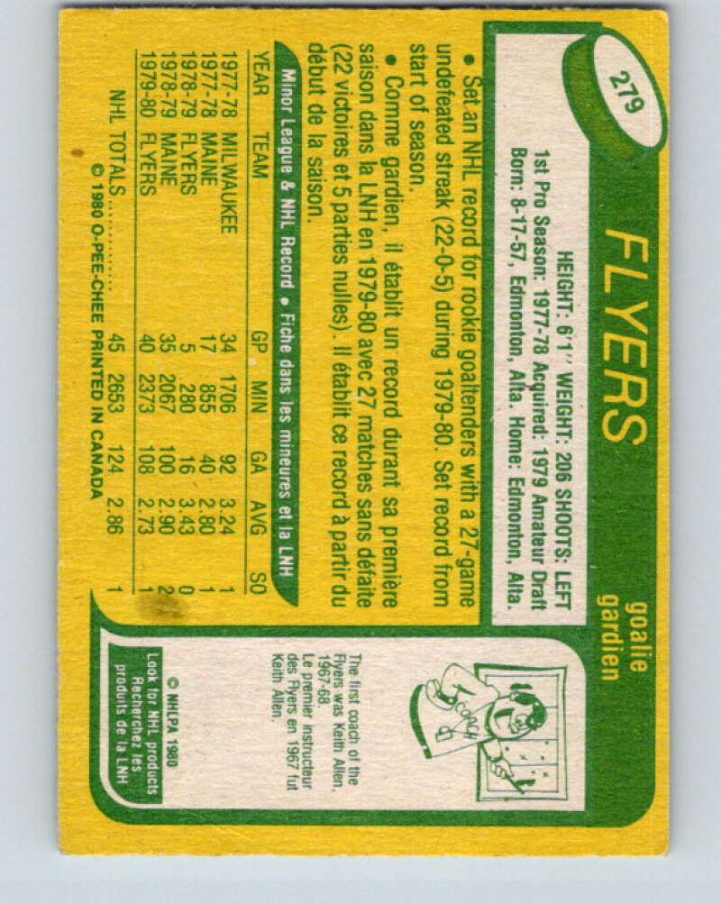 1980-81 O-Pee-Chee #279 Pete Peeters RC Rookie Philadelphia Flyers V11512
