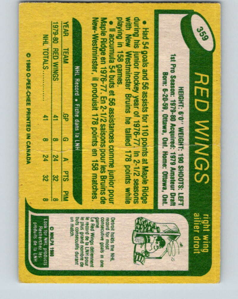 1980-81 O-Pee-Chee #359 John Ogrodnick RC Rookie Detroit Red Wings V11582