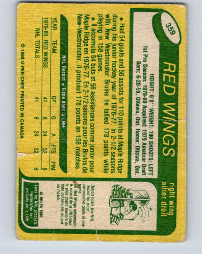 1980-81 O-Pee-Chee #359 John Ogrodnick RC Rookie Detroit Red Wings V11583