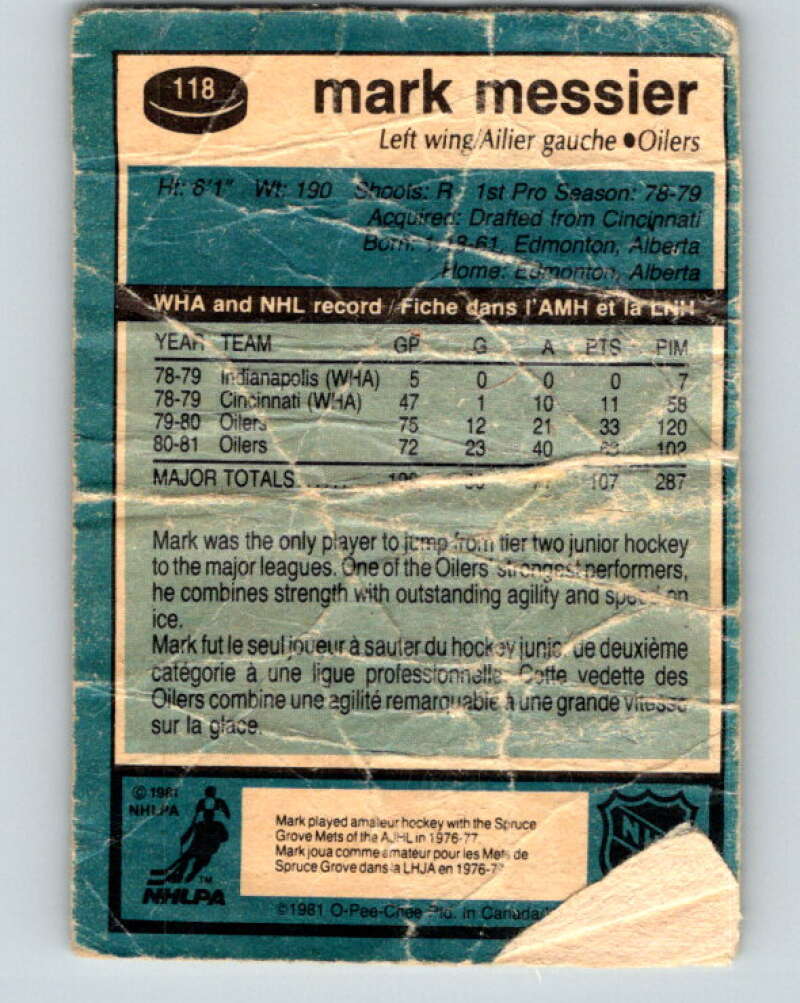 1981-82 O-Pee-Chee #118 Mark Messier Edmonton Oilers V11651