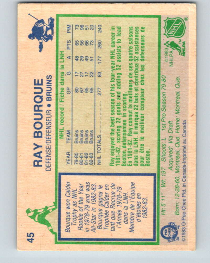 1983-84 O-Pee-Chee #45 Ray Bourque UER Boston Bruins V11703