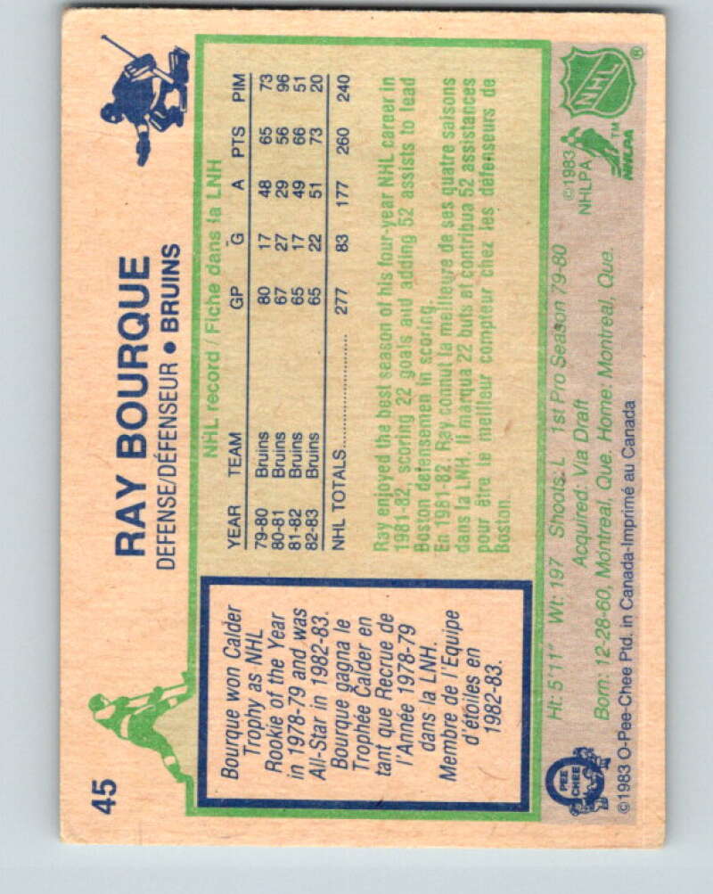 1983-84 O-Pee-Chee #45 Ray Bourque UER Boston Bruins V11704