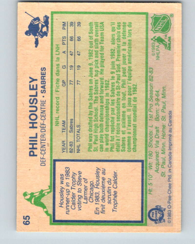 1983-84 O-Pee-Chee #65 Phil Housley  RC Rookie Buffalo Sabres  V11707
