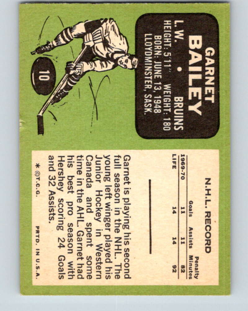 1970-71 Topps NHL #10 Ace Bailey RC Rookie Boston Bruins V11735