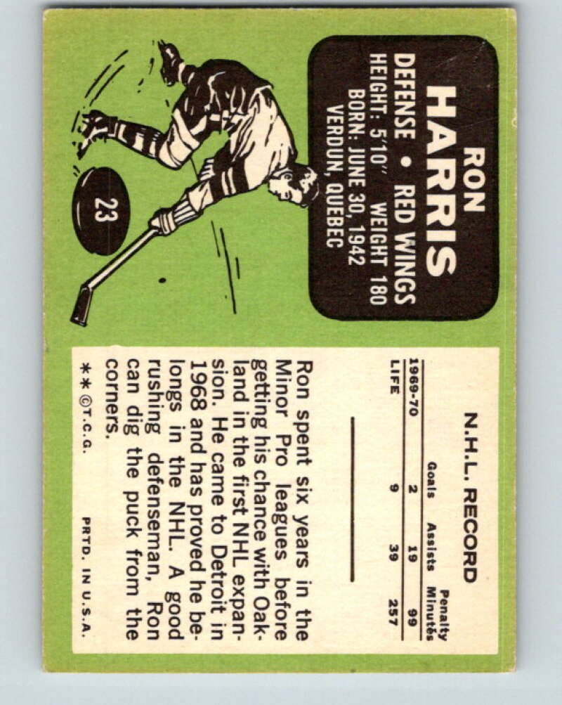 1970-71 Topps NHL #23 Ron Harris Detroit Red Wings V11744