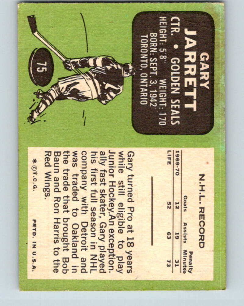 1970-71 Topps NHL #75 Gary Jarrett California Golden Seals V11764