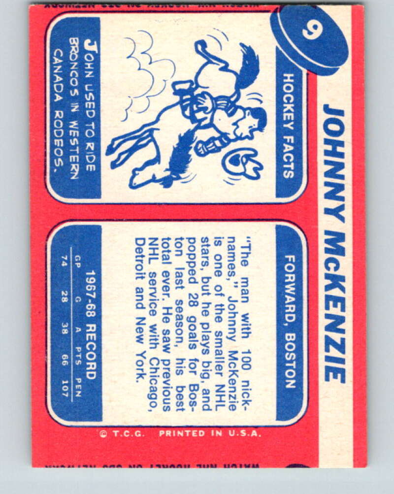 1968-69 Topps NHL #9 John McKenzie Boston Bruins V11785