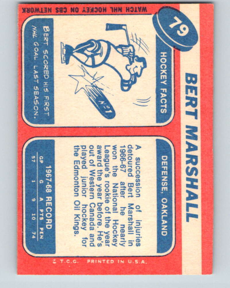1968-69 Topps NHL #79 Bert Marshall Oakland Seals V11804