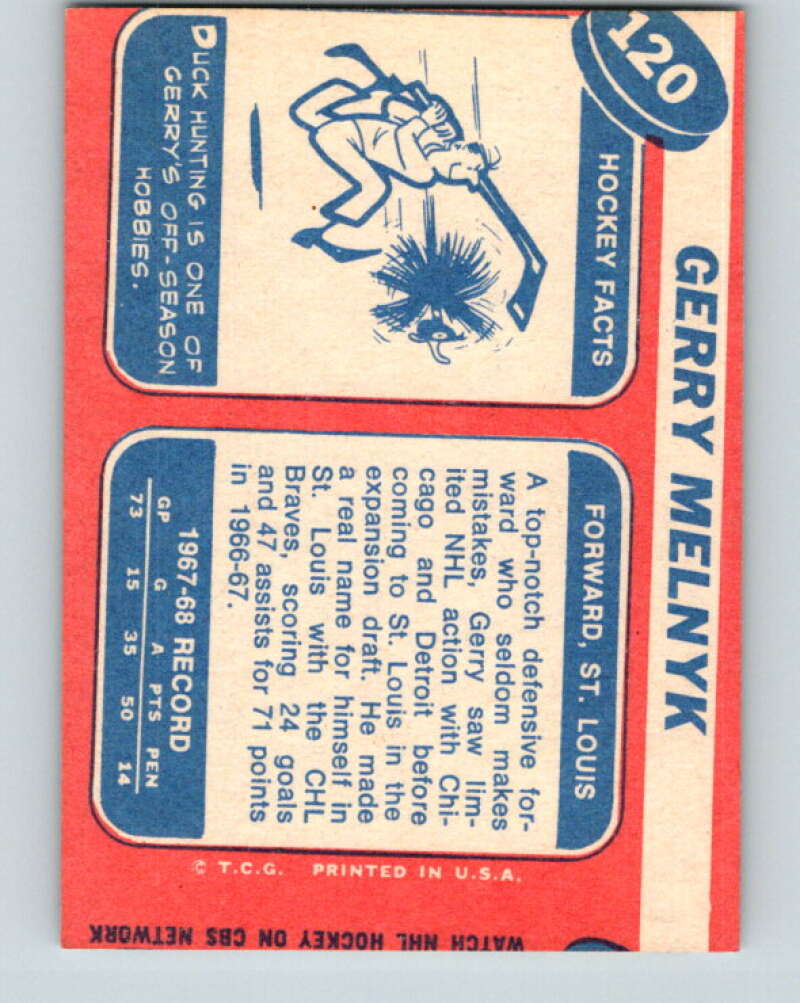 1968-69 Topps NHL #120 Gerry Melnyk St. Louis Blues V11816