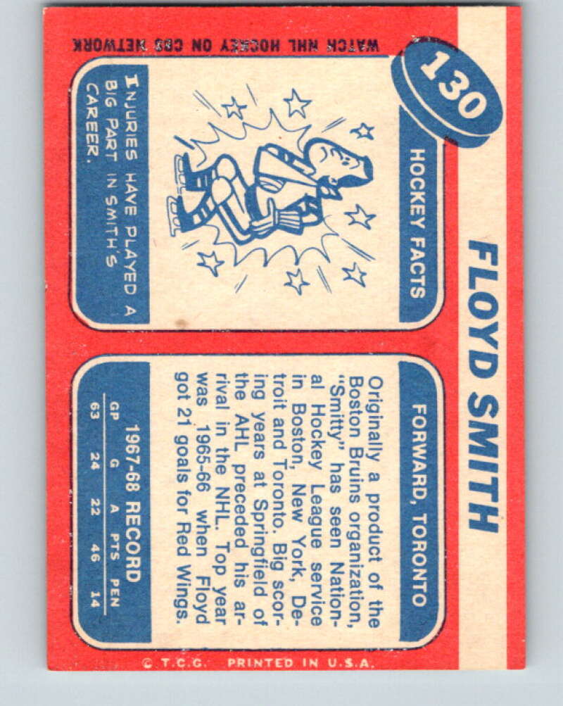 1968-69 Topps NHL #130 Floyd Smith Toronto Maple Leafs V11824