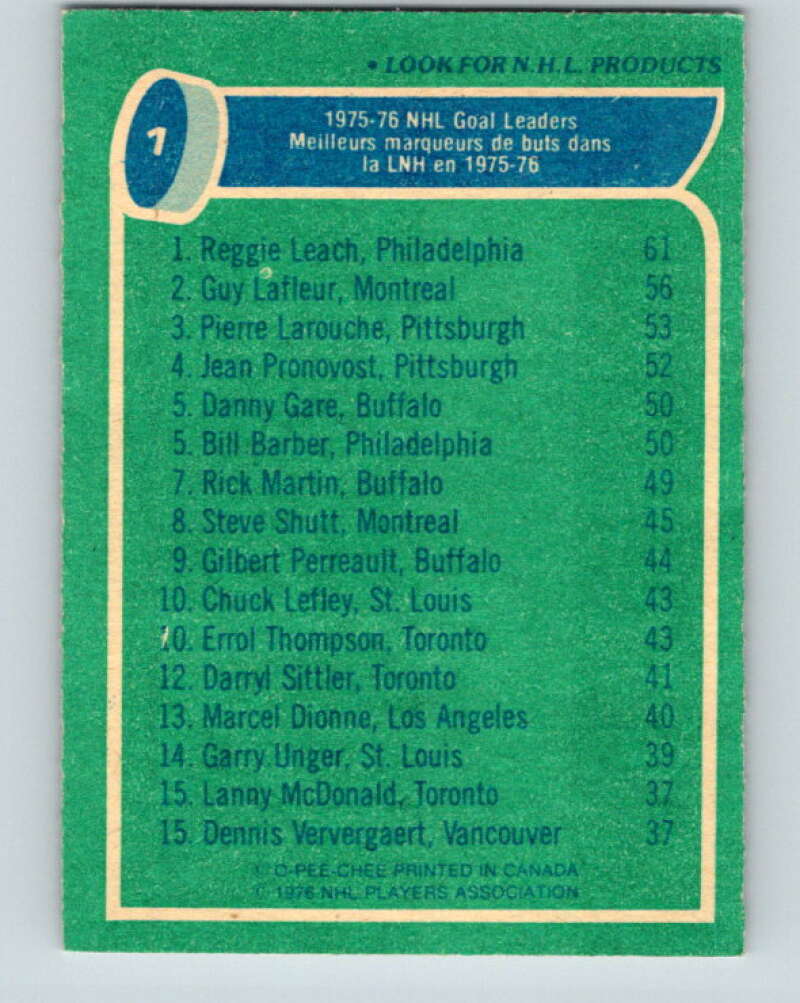 1976-77 O-Pee-Chee #1 Leach/LaFleur/Larouche LL V11853