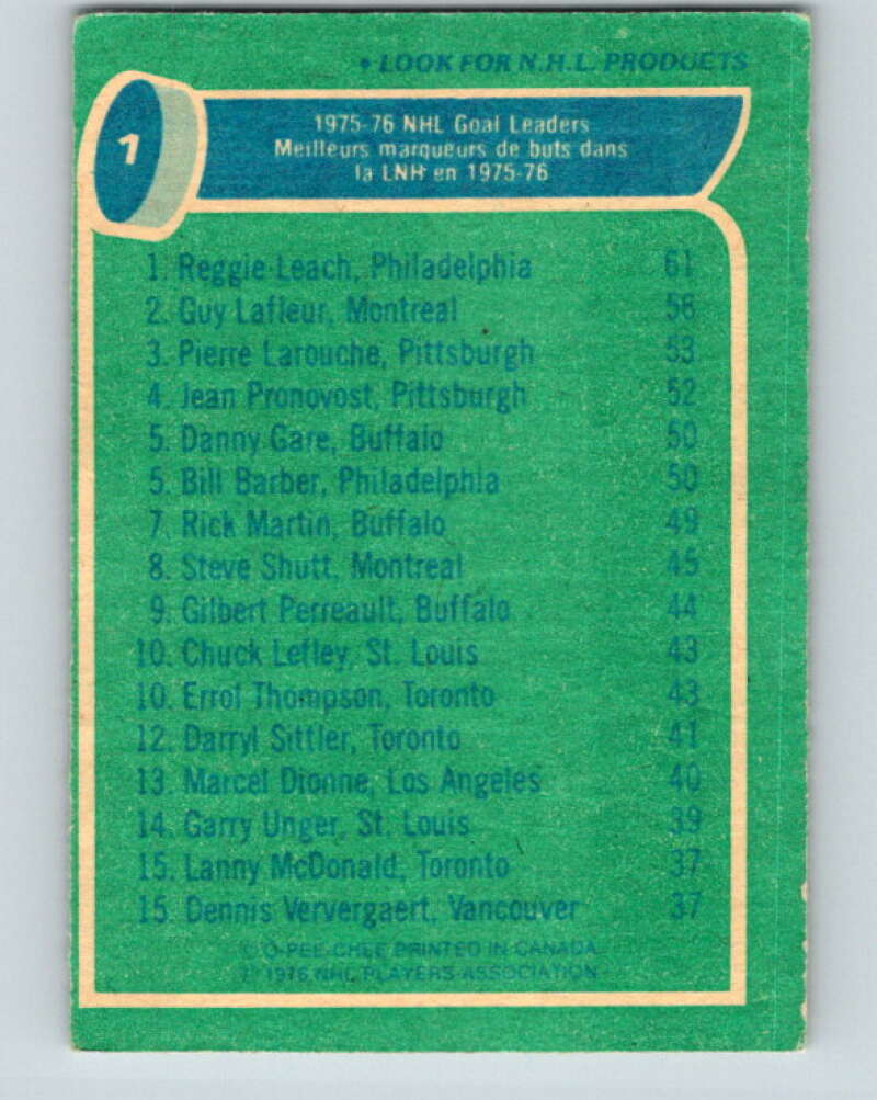 1976-77 O-Pee-Chee #1 Leach/LaFleur/Larouche LL V11857