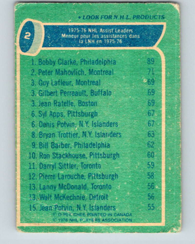 1976-77 O-Pee-Chee #2 Clarke/Mahovlich/LaFleur/Perreault/Ratelle LL V11858