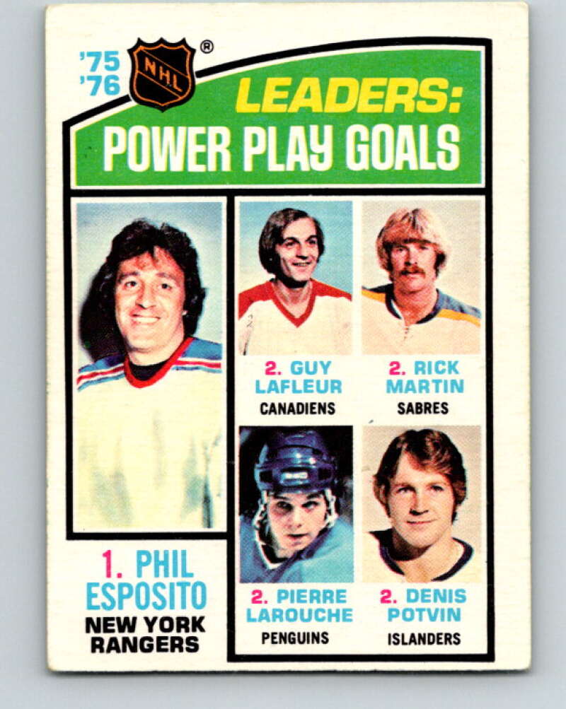 1976-77 O-Pee-Chee #5 Esposito/Lafleur/Martin/Larouche/Potvin LL V11868