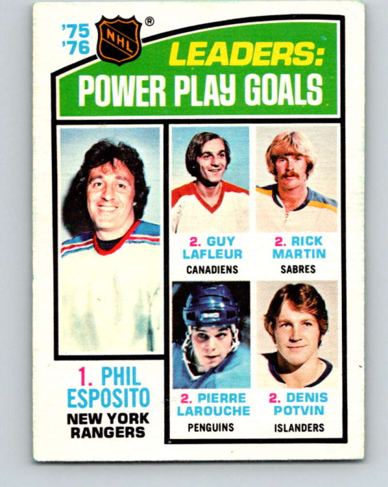 1976-77 O-Pee-Chee #5 Esposito/Lafleur/Martin/Larouche/Potvin LL V11870