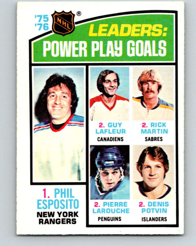1976-77 O-Pee-Chee #5 Esposito/Lafleur/Martin/Larouche/Potvin LL V11871