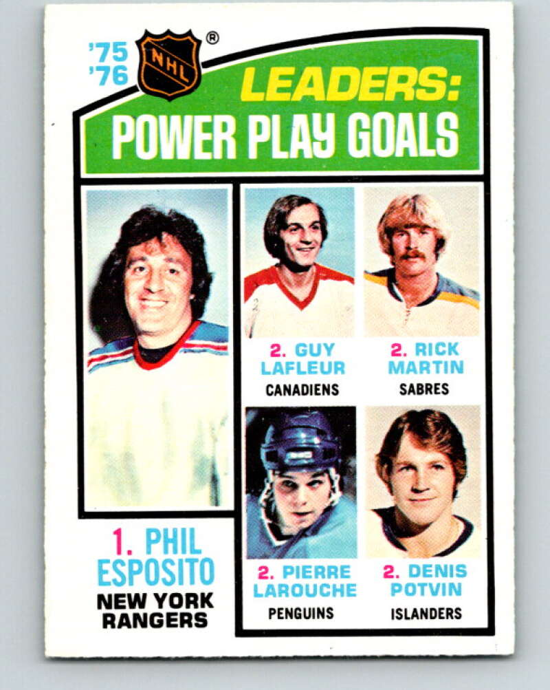 1976-77 O-Pee-Chee #5 Esposito/Lafleur/Martin/Larouche/Potvin LL V11872