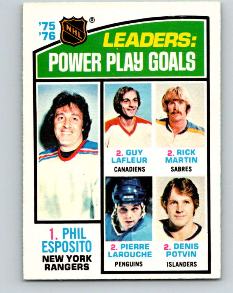 1976-77 O-Pee-Chee #5 Esposito/Lafleur/Martin/Larouche/Potvin LL V11873