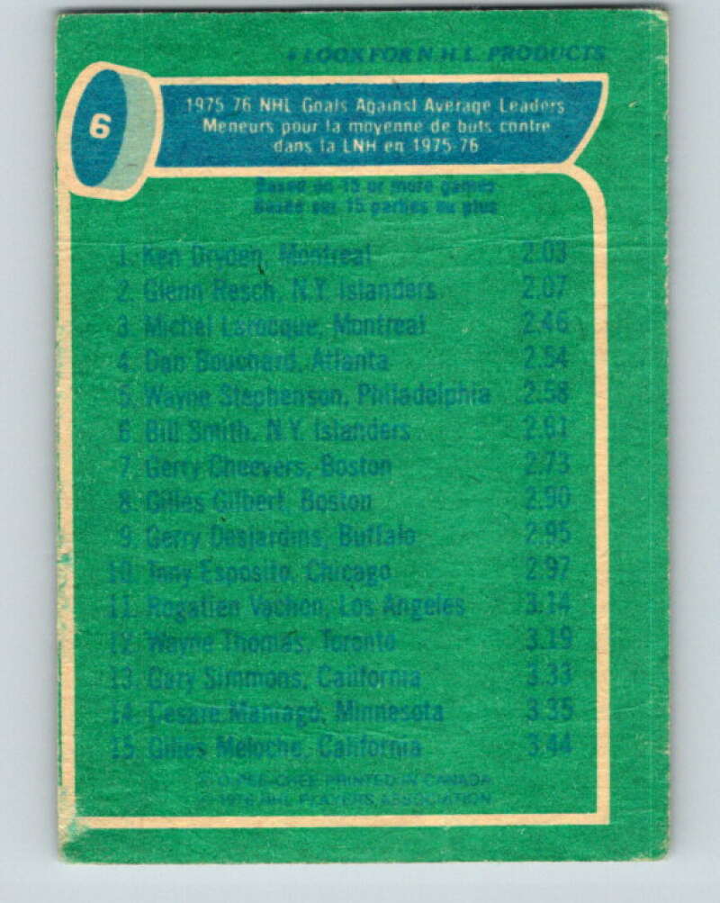 1976-77 O-Pee-Chee #6 Dryden/Resch/Larocque LL V11880