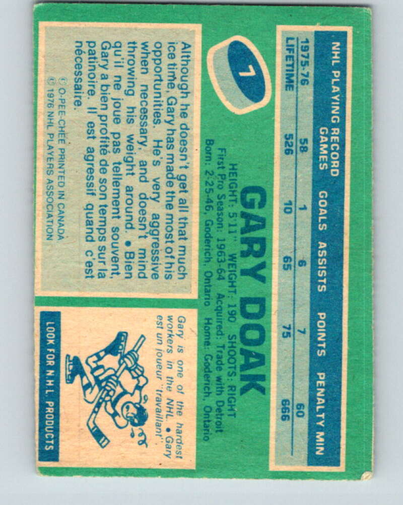 1976-77 O-Pee-Chee #7 Gary Doak Boston Bruins V11883