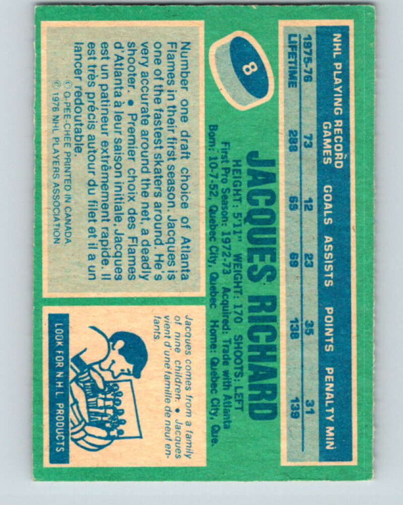 1976-77 O-Pee-Chee #8 Jacques Richard Buffalo Sabres V11884