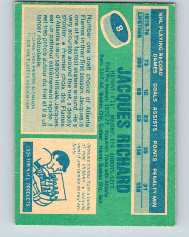 1976-77 O-Pee-Chee #8 Jacques Richard Buffalo Sabres V11886
