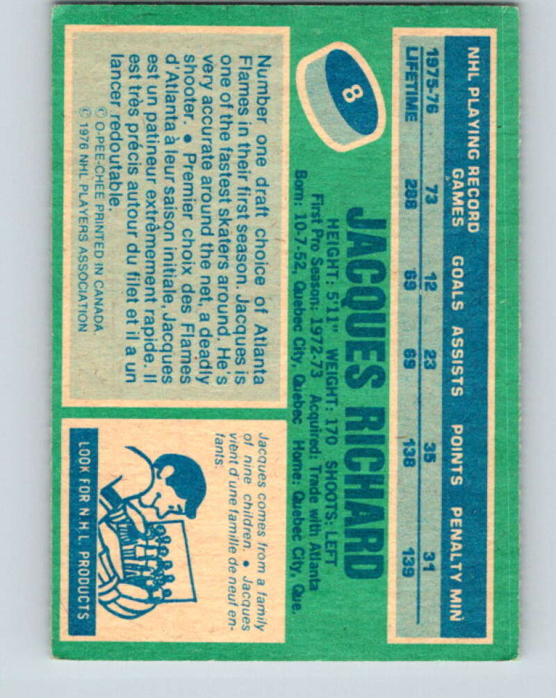 1976-77 O-Pee-Chee #8 Jacques Richard Buffalo Sabres V11887