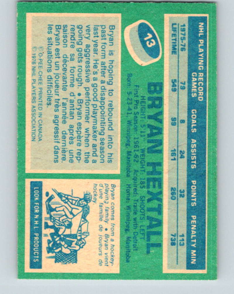 1976-77 O-Pee-Chee #13 Bryan Hextall Minnesota North Stars V11904