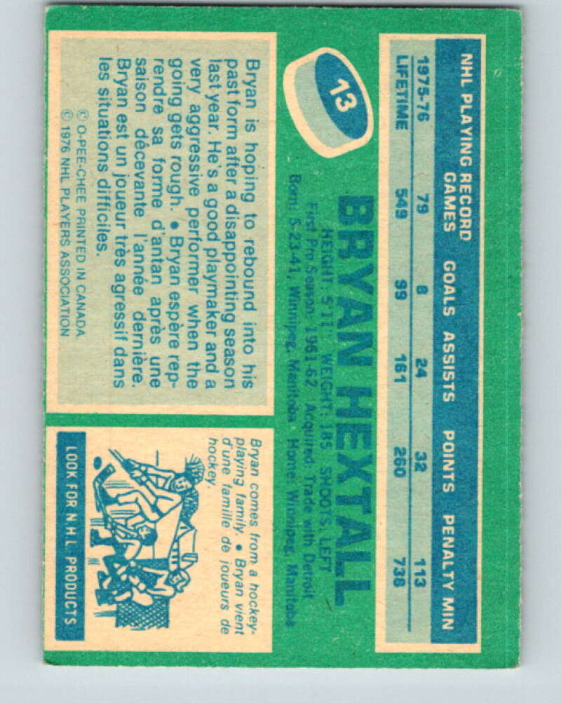 1976-77 O-Pee-Chee #13 Bryan Hextall Minnesota North Stars V11905