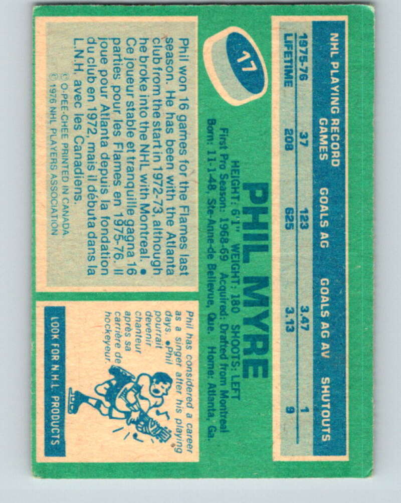 1976-77 O-Pee-Chee #17 Phil Myre Atlanta Flames V11914