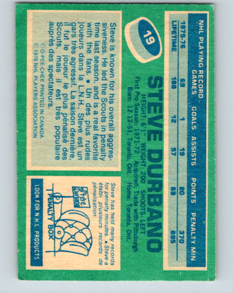 1976-77 O-Pee-Chee #19 Steve Durbano Colorado Rockies V11918