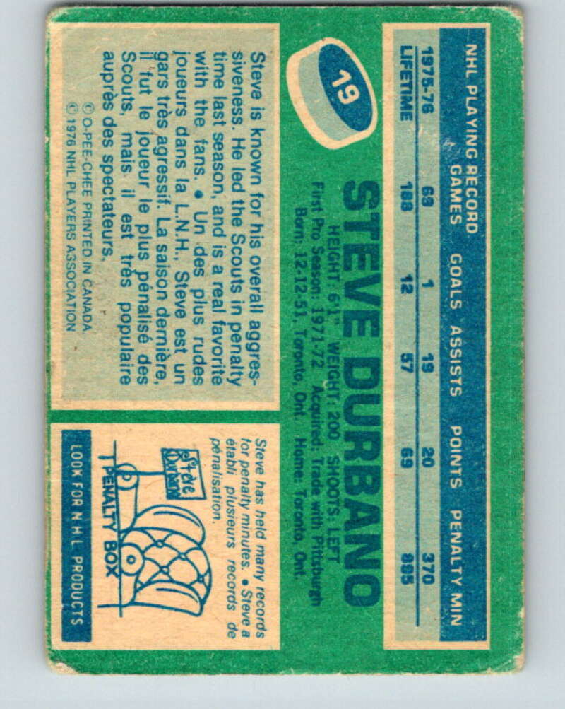 1976-77 O-Pee-Chee #19 Steve Durbano Colorado Rockies V11919