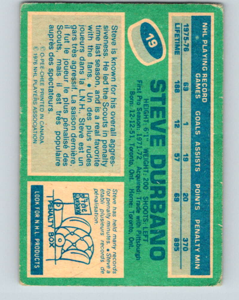 1976-77 O-Pee-Chee #19 Steve Durbano Colorado Rockies V11920
