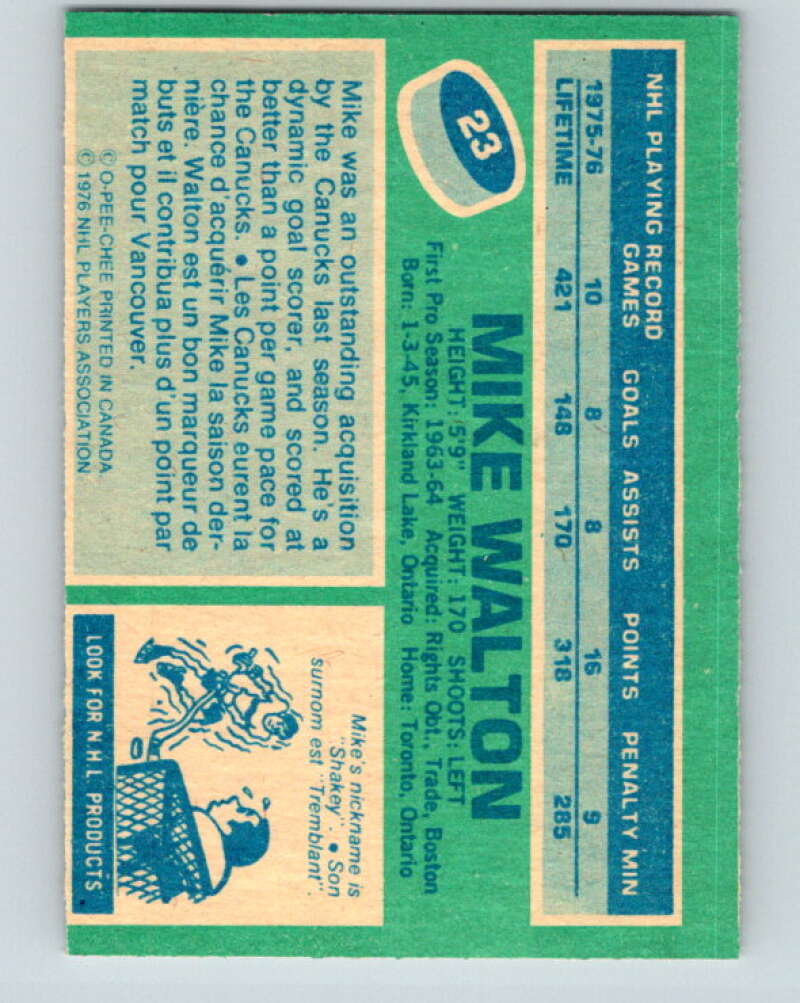 1976-77 O-Pee-Chee #23 Mike Walton Vancouver Canucks V11932