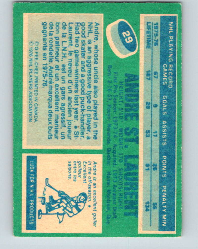 1976-77 O-Pee-Chee #29 Andre St. Laurent New York Islanders V11951