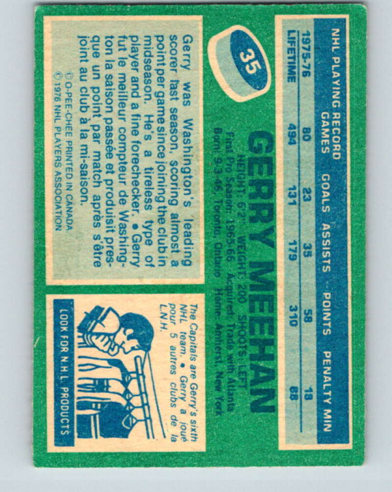 1976-77 O-Pee-Chee #35 Gerry Meehan Washington Capitals V11967